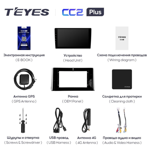Штатная магнитола Teyes CC2 Plus 4/64 ГБ для Toyota RAV4 (XA50) 2018-2024 на Android 10.0