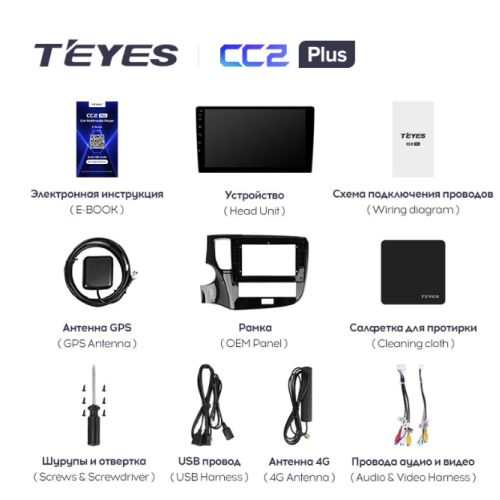 Штатная магнитола Teyes CC2 Plus 4/64 ГБ для Mitsubishi Outlander III 2019-2024 на Android 10.0