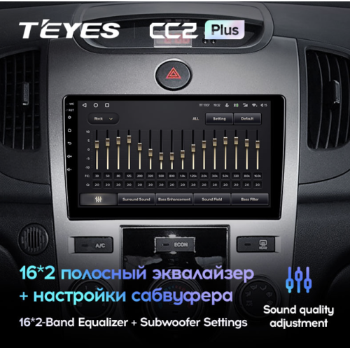 Штатная магнитола Teyes CC2 Plus 4/64 ГБ для Kia Cerato II 2009-2013 для авто с климатом на Android 10.0