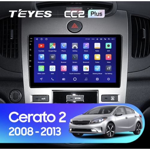Штатная магнитола Teyes CC2 Plus 4/64 ГБ для Kia Cerato II 2009-2013 для авто с климатом на Android 10.0