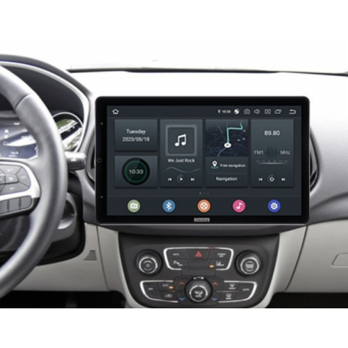 Штатная магнитола CarMedia OL-1255-RLX TESLA (вертикально-поворотный экран) для Jeep Compass II 2017-2024 на Android 10.0