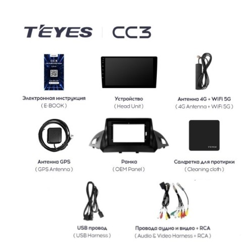 Штатная магнитола Teyes CC3 6/128 ГБ для Ford Kuga II 2013-2019 на Android 10.0