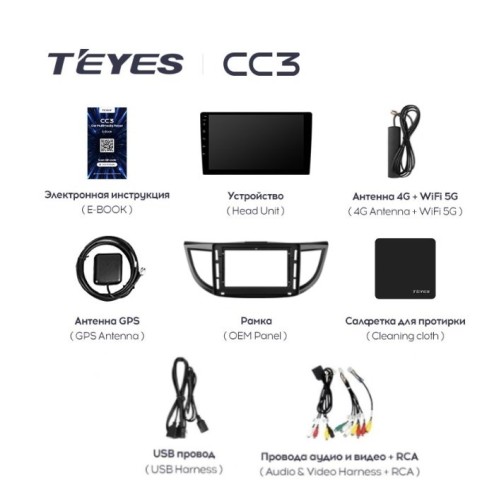 Штатная магнитола Teyes CC3 4/64 ГБ для Honda CR-V IV 2012-2016 на Android 10.0