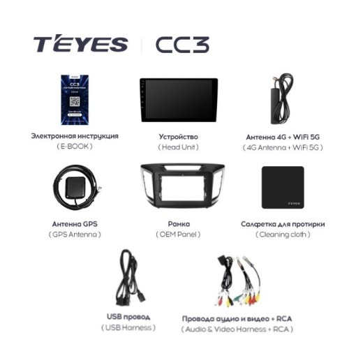 Штатная магнитола Teyes CC3 6/128 ГБ для Hyundai Creta 2016-2021 на Android 10.0