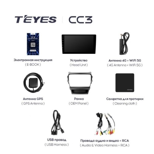 Штатная магнитола Teyes CC3 4/64 ГБ для Hyundai Santa Fe III 2012-2019 на Android 10.0