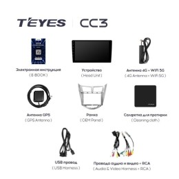 Штатная магнитола Teyes CC3 4/64 ГБ для Hyundai Solaris I 2011-2017 на Android 10.0