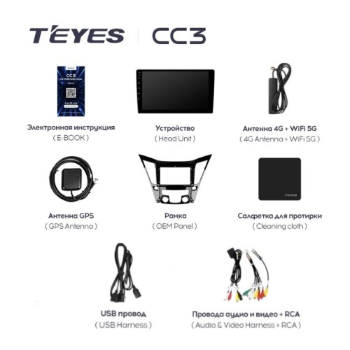 Штатная магнитола Teyes CC3 6/128 ГБ для Hyundai Sonata VI (YF) 2009-2014 на Android 10.0
