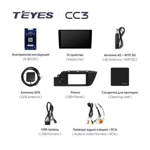 Штатная магнитола Teyes CC3 4/64 ГБ для KIA Rio IV 2020-2023 на Android 10.0