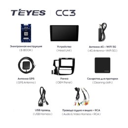 Штатная магнитола Teyes CC3 4/64 ГБ для Mitsubishi Outlander III 2013-2020 на Android 10.0