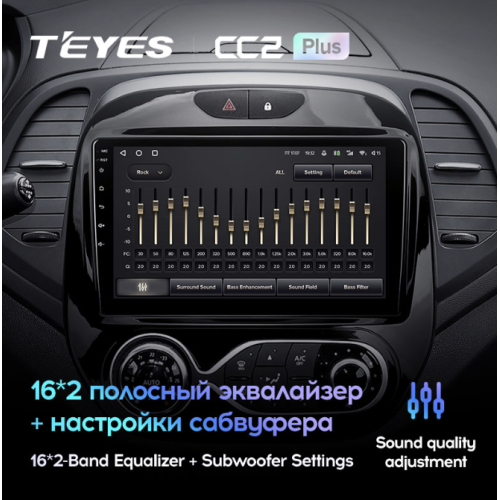 Головное устройство Teyes CC2 Plus 6/128 ГБ для Renault Kaptur 2016-2020 климат на Android 10.0