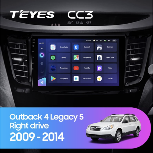 Штатная магнитола Teyes CC3 3/32 ГБ для Subaru Legacy V, Outback IV 2009-2014 на Android 10.0