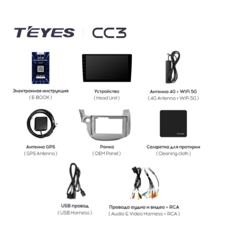 Штатная магнитола Teyes CC3 3/32 GB для Honda Fit 2007-2014 на Android 10.0