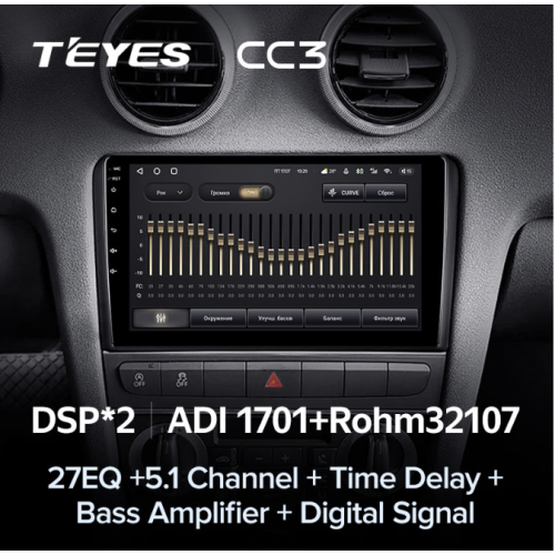 Штатная магнитола Teyes CC3 3/32 ГБ для Audi A3 II (8P) 2007-2013 на Android 10.0
