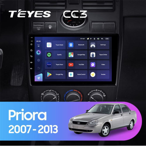 Штатная магнитола Teyes CC3 6/128 GB для Lada Priora 2007-2013 Серебро/Черная на Android 10.0