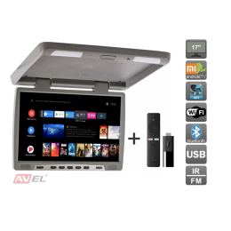 Потолочный монитор на Android AVS117 (серый) + Xiaomi Mi TV Stick + AV1252DC