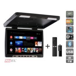 Потолочный монитор на Android AVS117 (черный) + Xiaomi Mi TV Stick + AV1252DC