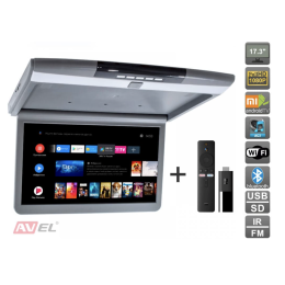 Потолочный монитор на Android AVS1717MPP (cерый) + Xiaomi Mi TV Stick + AV1252DC