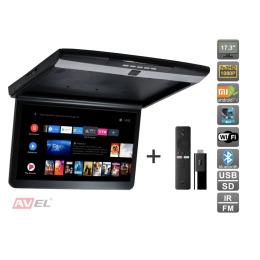 Потолочный монитор на Android AVS1717MPP (черный) + Xiaomi Mi TV Stick + AV1252DC