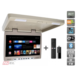 Потолочный монитор на Android AVS2020MPP (бежевый) + Xiaomi Mi TV Stick + AV1252DC
