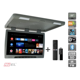 Потолочный монитор на Android AVS2220MPP (серый) + Xiaomi Mi TV Stick + AV1252DC