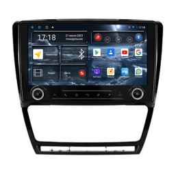 Штатная магнитола Redpower K71005BC Slim для Skoda Octavia II (A5) 2004-2013 с кондиционером (черная) на Android 10.0