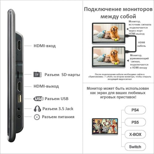 НАВЕСНОЙ МОНИТОР 12.5" ERGO ER1250BL (ANDROID 11, HDMI IN/OUT), ЧЁРНЫЙ