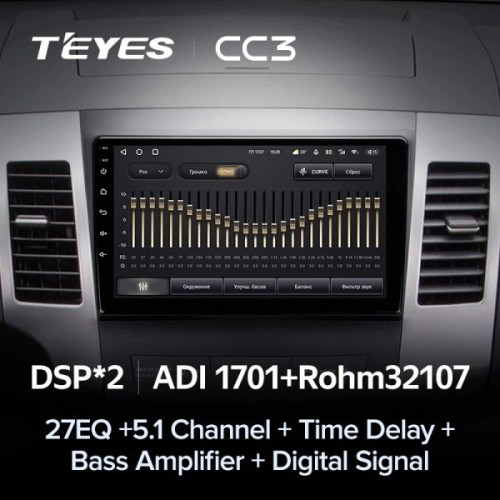 Штатная магнитола Teyes CC3 4/32 ГБ для Mitsubishi Outlander XL 2006-2012 на Android 10.0