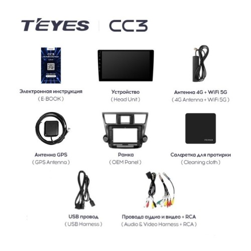 Штатная магнитола Teyes CC3 4/32 ГБ для Toyota Highlander (U40) 2007-2013 на Android 10.0
