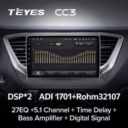 Штатная магнитола Teyes CC3 4/32 ГБ для Hyundai Solaris II 2017-2020 на Android 10.0