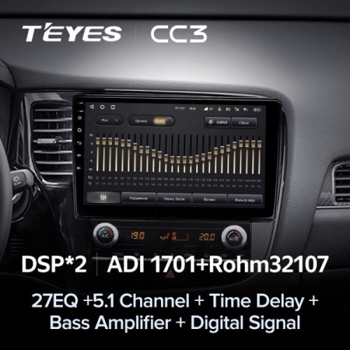 Штатная магнитола Teyes CC3 4/32 ГБ для Mitsubishi Outlander III 2019-2024 на Android 10.0
