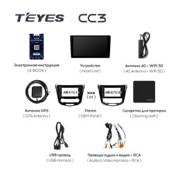 Автомагнитола Teyes CC3 4/32 ГБ для Nissan Qashqai II, X-Trail III (T32) 2015-2019 климат на Android 10.0