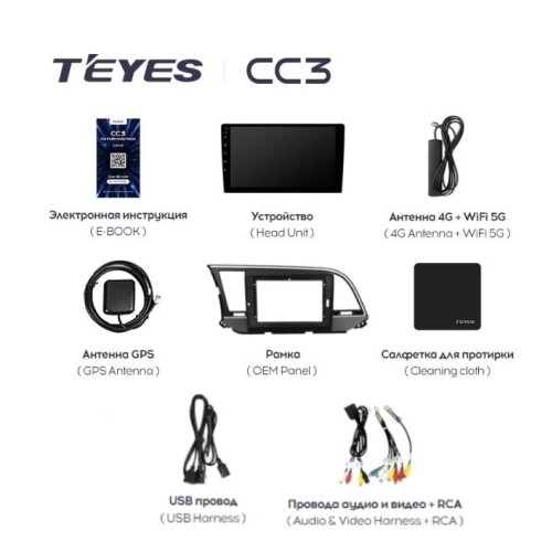 Штатная магнитола Teyes CC3 4/32 ГБ для Hyundai Elantra 2018+ на Android 10.0