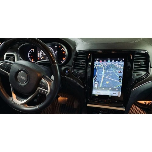 Магнитола Тесла CarMedia ZF-1217B-DSP Tesla-Style для Jeep Grand Cherokee 2013+ (рамка цвет: черная) на Android 9.0