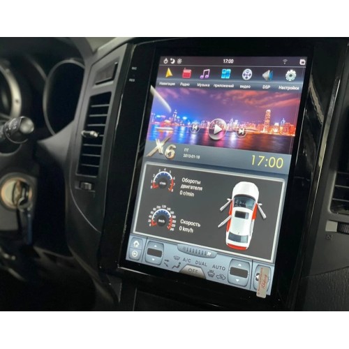 Магнитола Тесла CarMedia ZF-1302-Q6 Tesla-Style для Mitsubishi Pajero IV 2006-2019 на Android 11.0