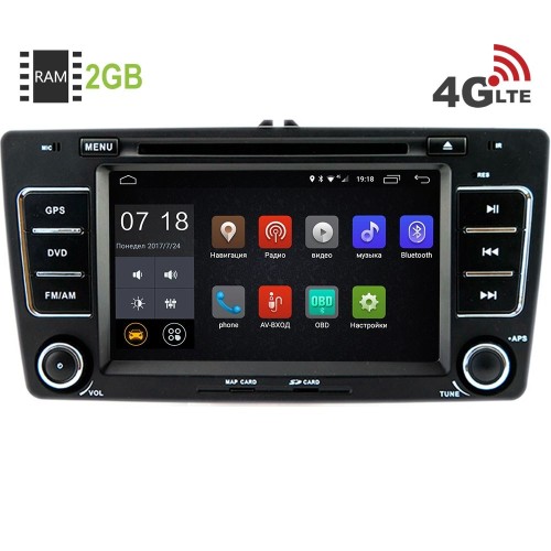 Штатная магнитола LeTrun 1770 Skoda Octavia, Yeti 6.0.1 7 дюймов (4G LTE 2GB)