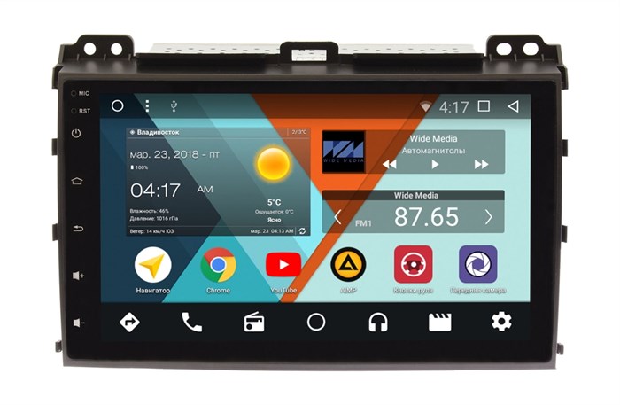 Штатная магнитола Toyota Land Cruiser Prado, Lexus GX 2002 - 2009 Wide Media WM-CF3017NB-1/16 - фото 100565