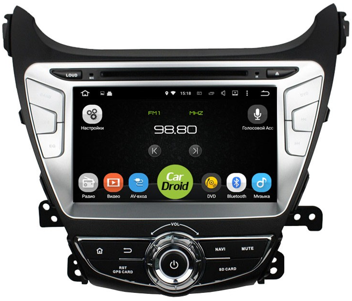 Штатная магнитола Roximo CarDroid RD-2006-1gb для Hyundai Elantra 5 2014-2016 (Android 5.1.1) - фото 136721