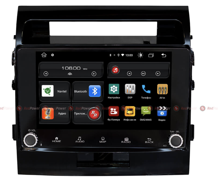 Автомагнитола Redpower 61200 KNOB для Toyota Land Cruiser 200 2007-2015 (глянцевая рамка) на Android 10.0 - фото 181797