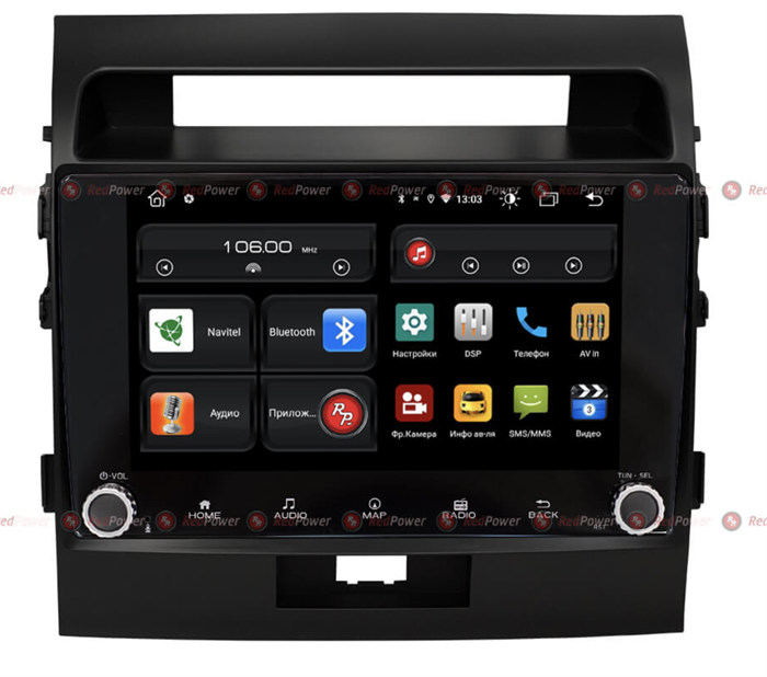 Штатная магнитола Redpower 61200 KNOB для Toyota Land Cruiser 200 2007-2015 (матовая рамка) на Android 10.0 - фото 181811
