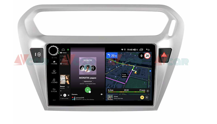 Штатная магнитола VAYCAR 09V4R 4/64 ГБ крутилки для Peugeot 301 I 2012-2018 на Android 10.0 - фото 190587