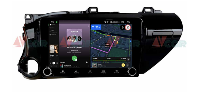 Штатная магнитола VAYCAR 10V4R 4/64 ГБ крутилки для Toyota Hilux VIII 2015-2020 на Android 10.0 - фото 192029