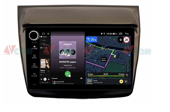 Автомагнитола VAYCAR 09V4R 4/64 ГБ крутилки для Mitsubishi Pajero Sport II, L200 IV 2006-2015 на Android 10.0 - фото 193013
