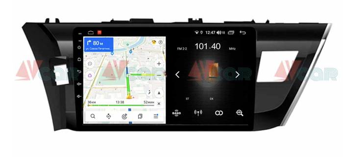 Штатная магнитола VAYCAR 10L 2/16 ГБ для Toyota Corolla XI 2013-2015 на Android 8.1 - фото 193793