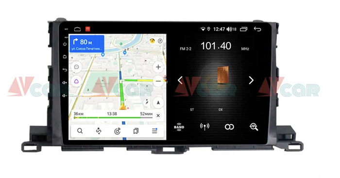 Штатная магнитола VAYCAR 10L 2/16 ГБ для Toyota Highlander (U50) 2014-2019 на Android 8.1 - фото 193802