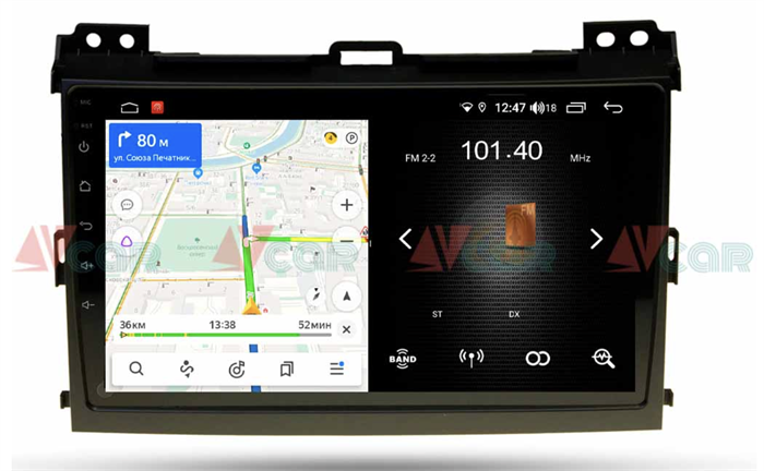 Штатная магнитола VAYCAR 09L 2/16 ГБ для Toyota Land Cruiser Prado 120 2002-2009 на Android 8.1 - фото 193820
