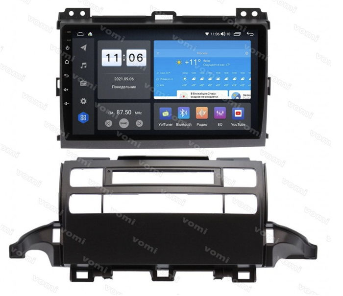 Штатная магнитола Vomi ZX559R9-7862-LTE-4-64 для Toyota Prado 120 2002-2009 для разделения магнитолы и климат-контроля на Android 10.0 - фото 296080