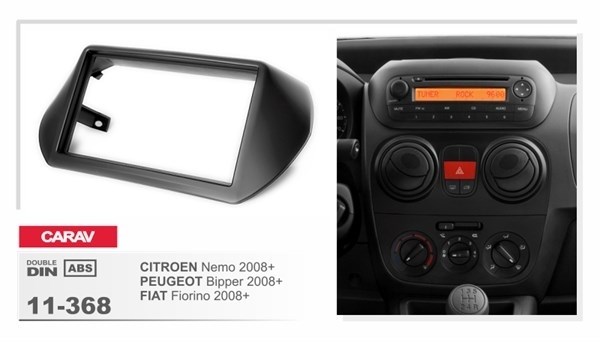 Переходная рамка CARAV 11-368 (CITROEN Nemo 2008+ / PEUGEOT Bipper 2008+ / FIAT Fiorino 2008+) - фото 33999