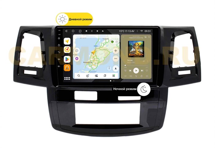 Штатная магнитола Wide Media MT9413QU PRO для Toyota Hilux, Fortuner 2008 - 2015 (авто с климат-контрол.) на Android 10.0 - фото 350151