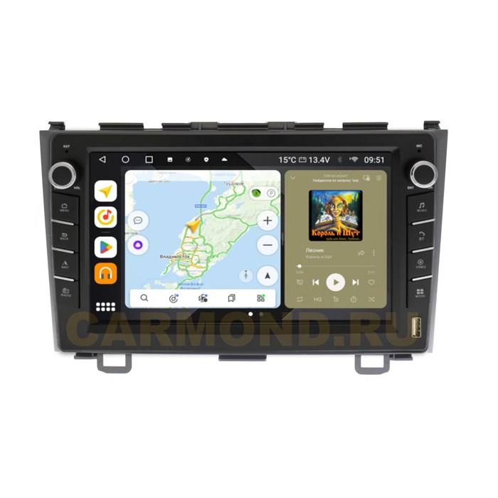 Штатная магнитола Wide Media MT009QU-B-4/32 для Honda CR-V III 2007-2012 (с кнопками) на Android 10.0 - фото 429186