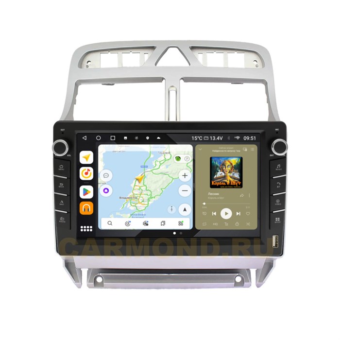 Штатная магнитола Wide Media MT017QU-B-4/32 для Peugeot 307 I 2001-2008 (с кнопками) на Android 10.0 - фото 430308